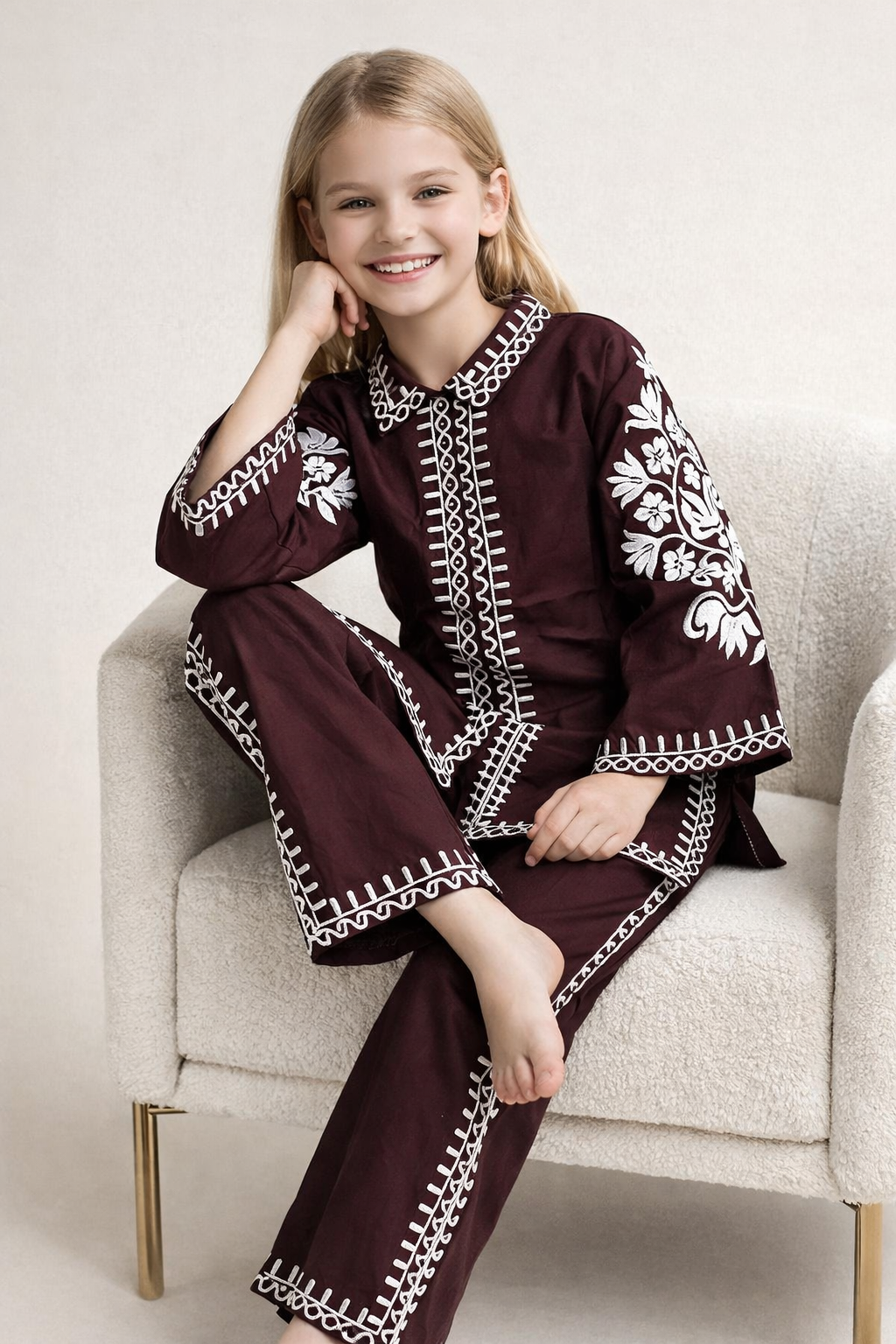 Cotton Embroidery Cord Set 1370 Brown