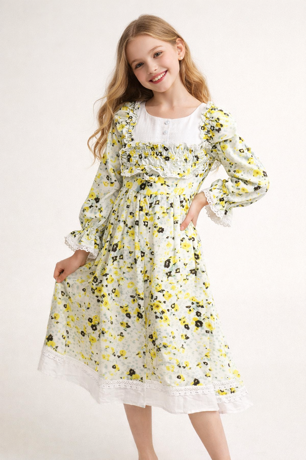Cotton Printed Frock 1125 Yellow