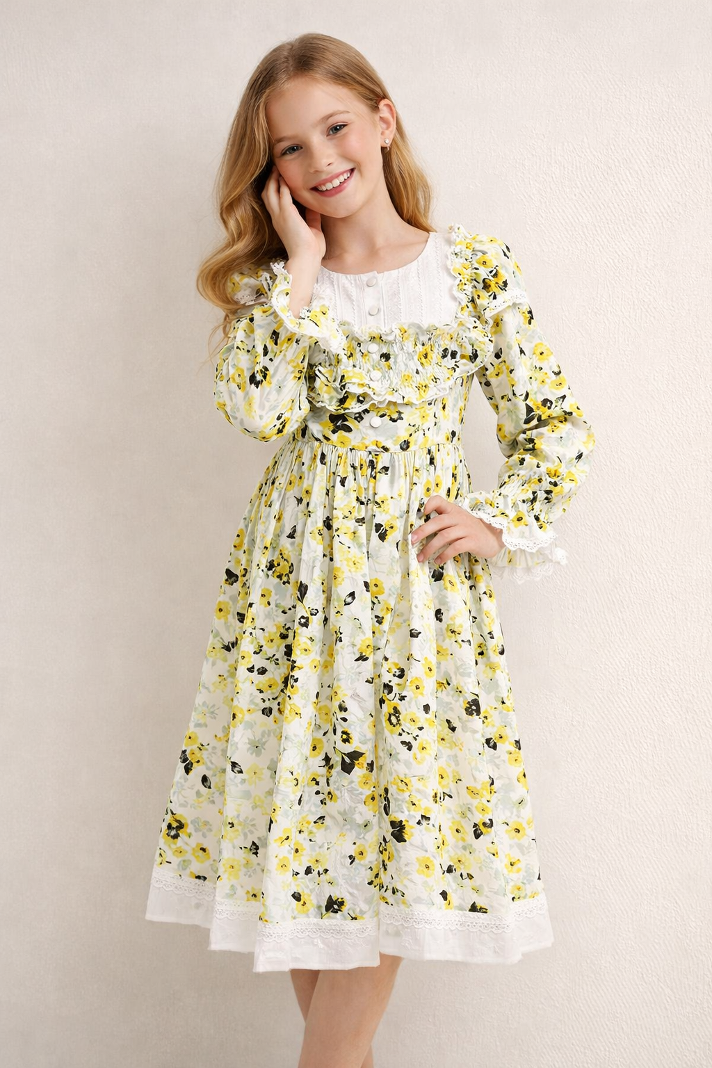 Cotton Printed Frock 1125 Yellow