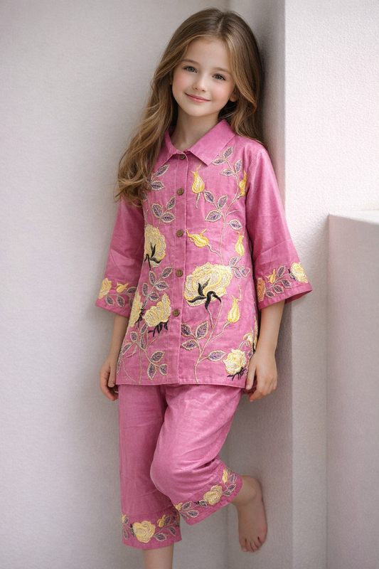 Cotton Embroidery Cord Set 1417 Pink