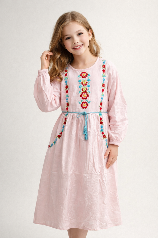 Cotton Embroidery Frock 1130 Pink