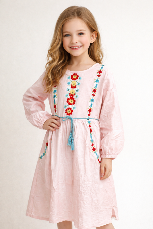 Cotton Embroidery Frock 1130 Pink