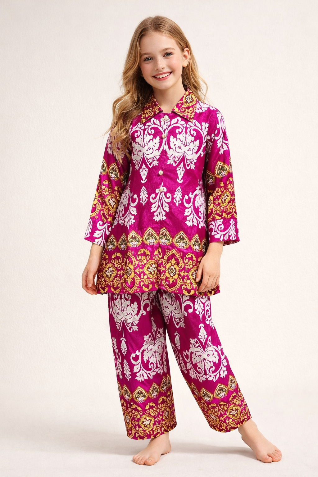 Cotton Printed Cord set 1433 Pink