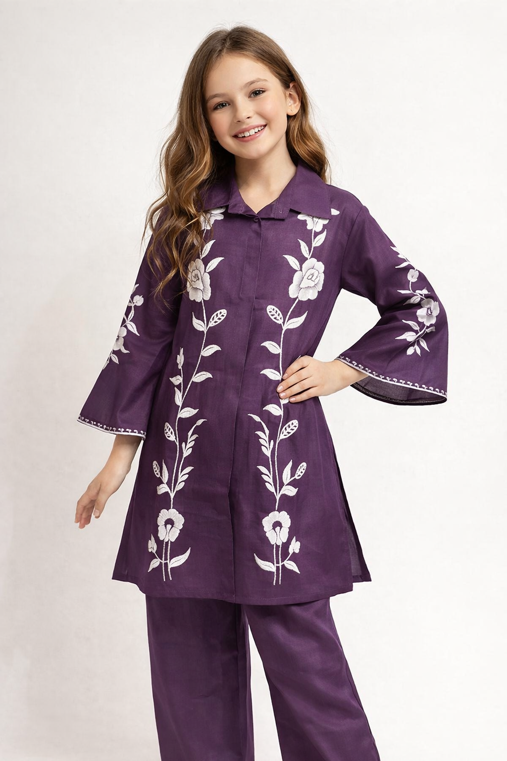 Cotton Embroidery Cord Set 1436 Purple