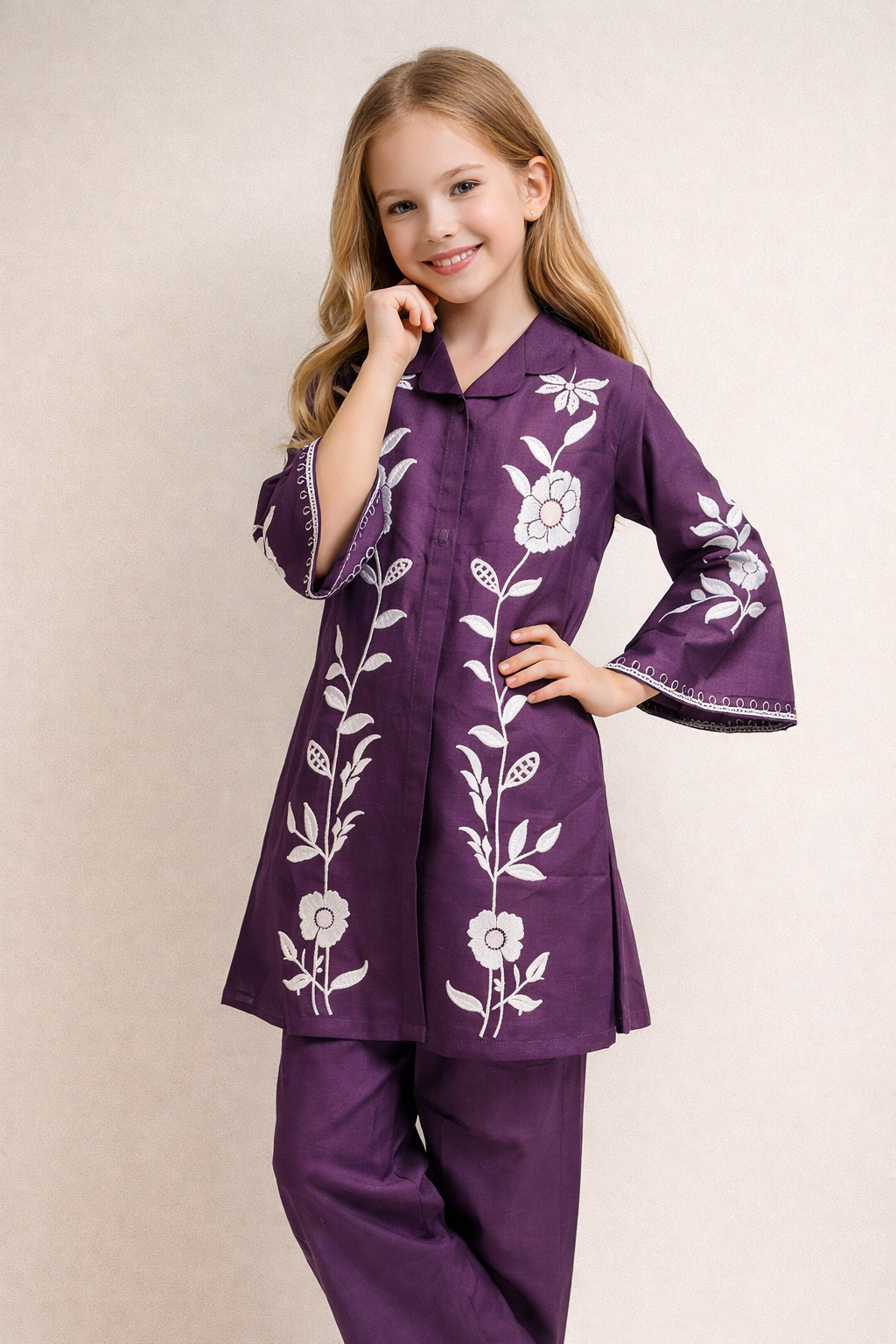 Cotton Embroidery Cord Set 1436 Purple