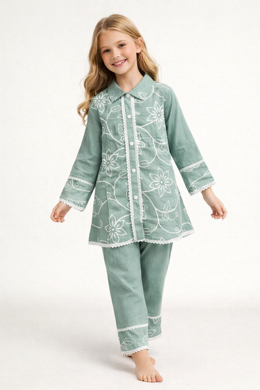 Cotton Embroidery Cord Set 1439 Green