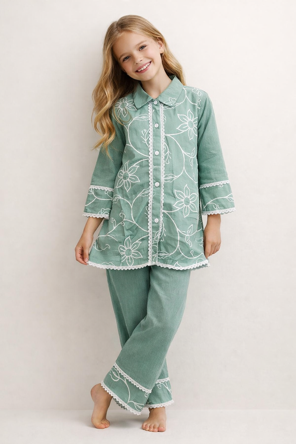 Cotton Embroidery Cord Set 1439 Green