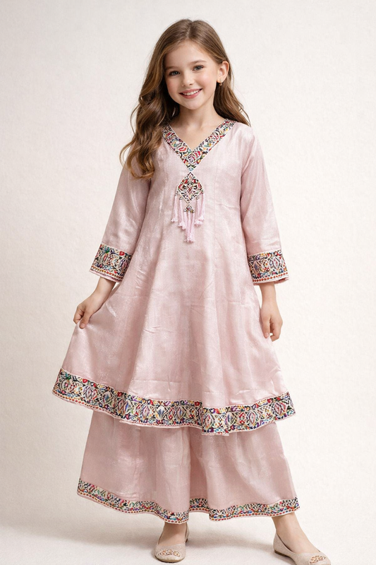 Georgette Embroidery Plazo Set 2030 Pink