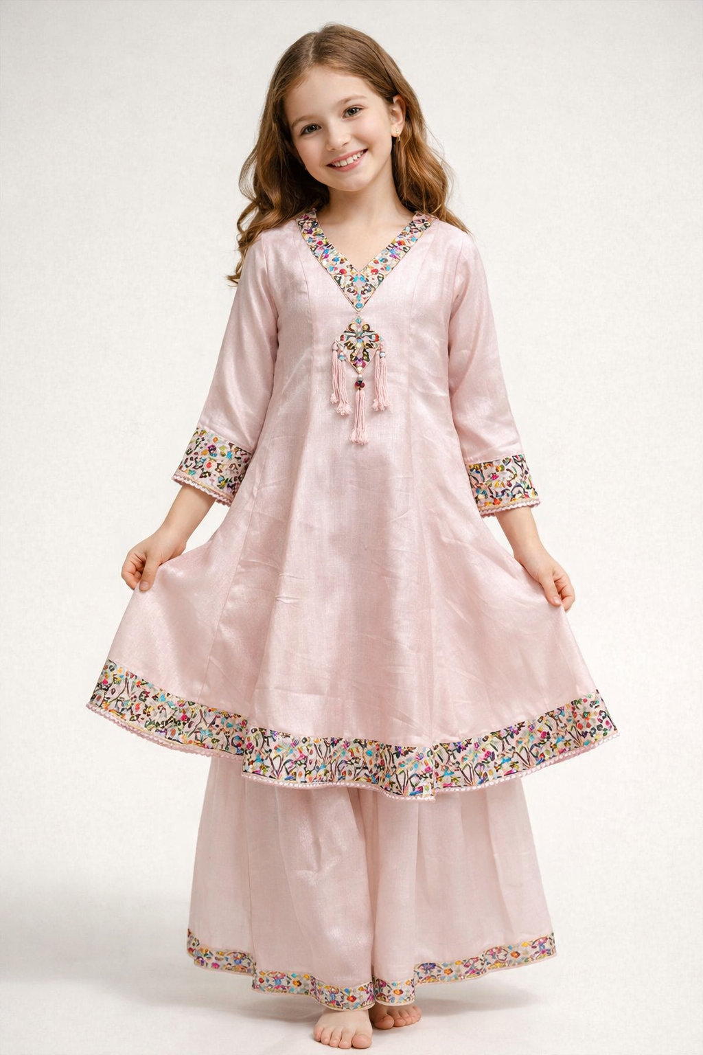 Georgette Embroidery Plazo Set 2030 Pink
