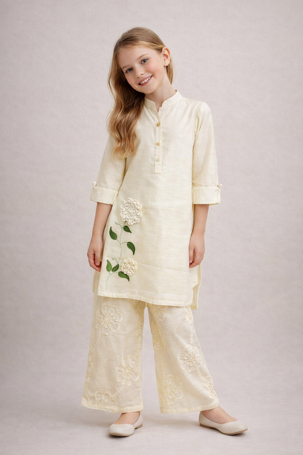 Georgette Embroidery Plazo Set 2019 Lemon