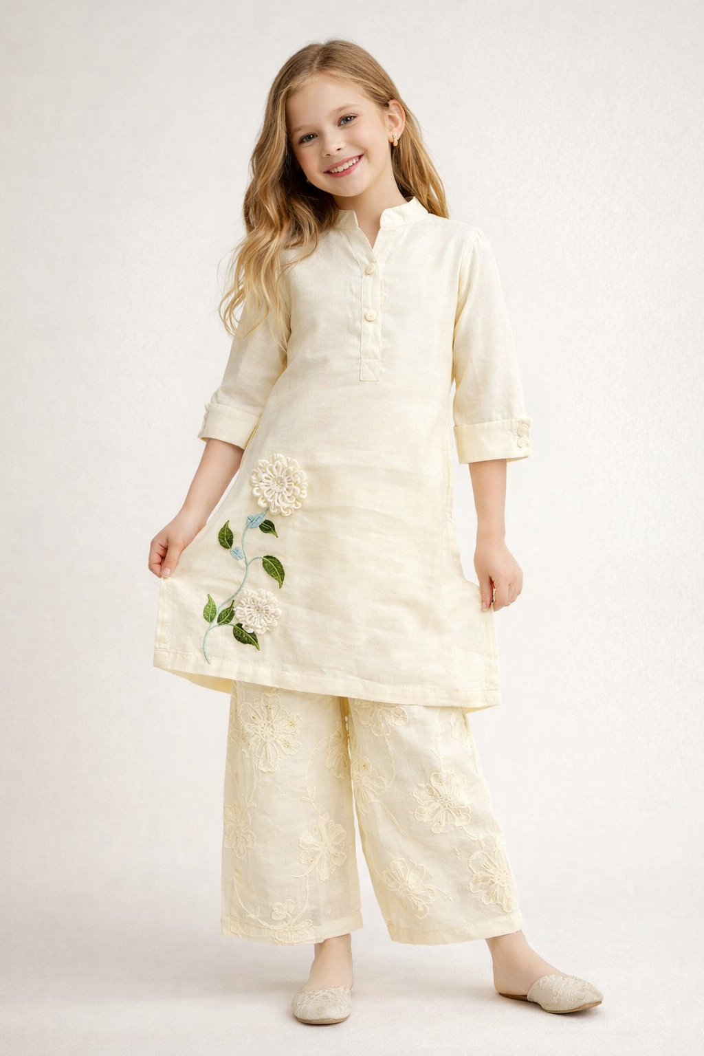 Georgette Embroidery Plazo Set 2019 Lemon