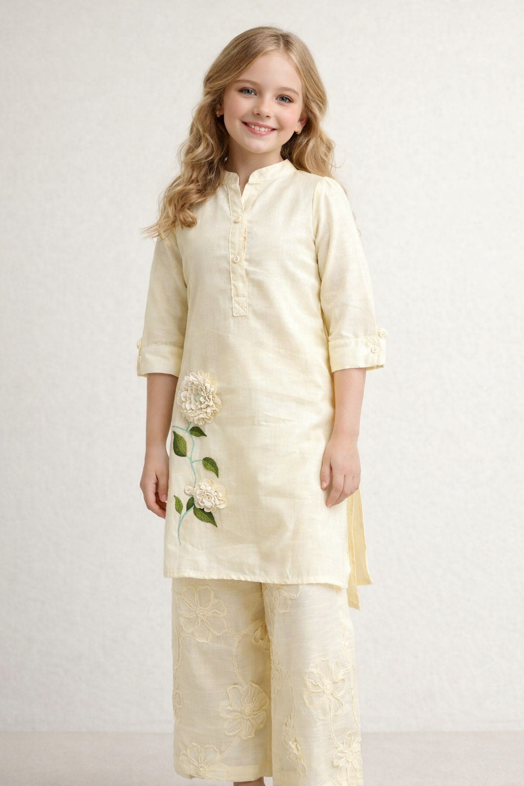 Georgette Embroidery Plazo Set 2019 Lemon