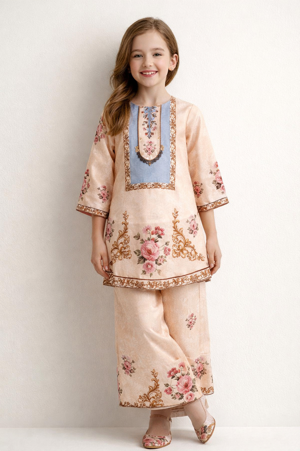 Cotton Printed Kurti Set 1996 Beige