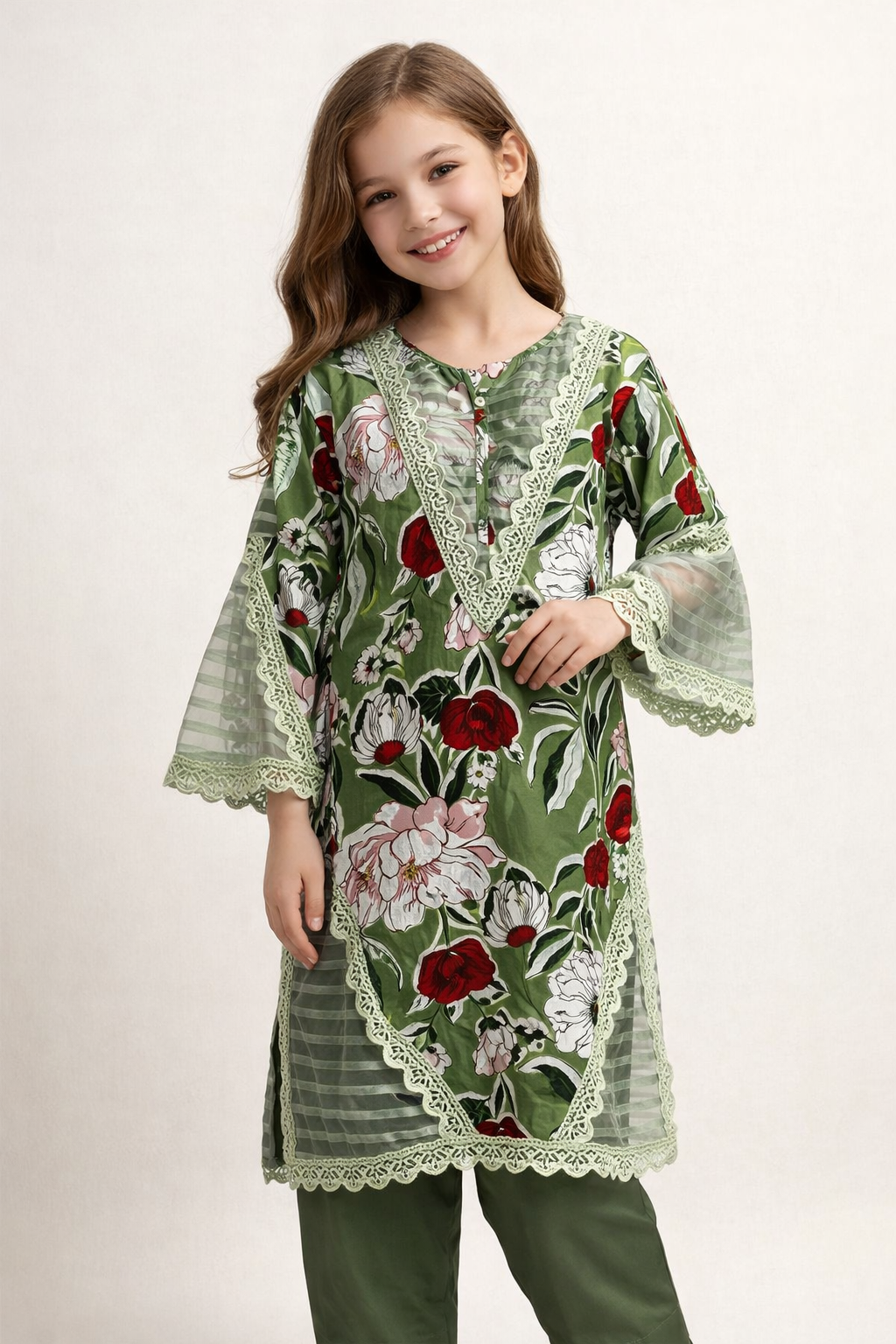 Cotton Printed Kurti set 1473 Green