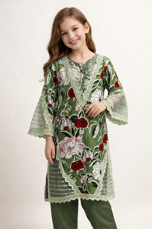 Cotton Printed Kurti set 1473 Green
