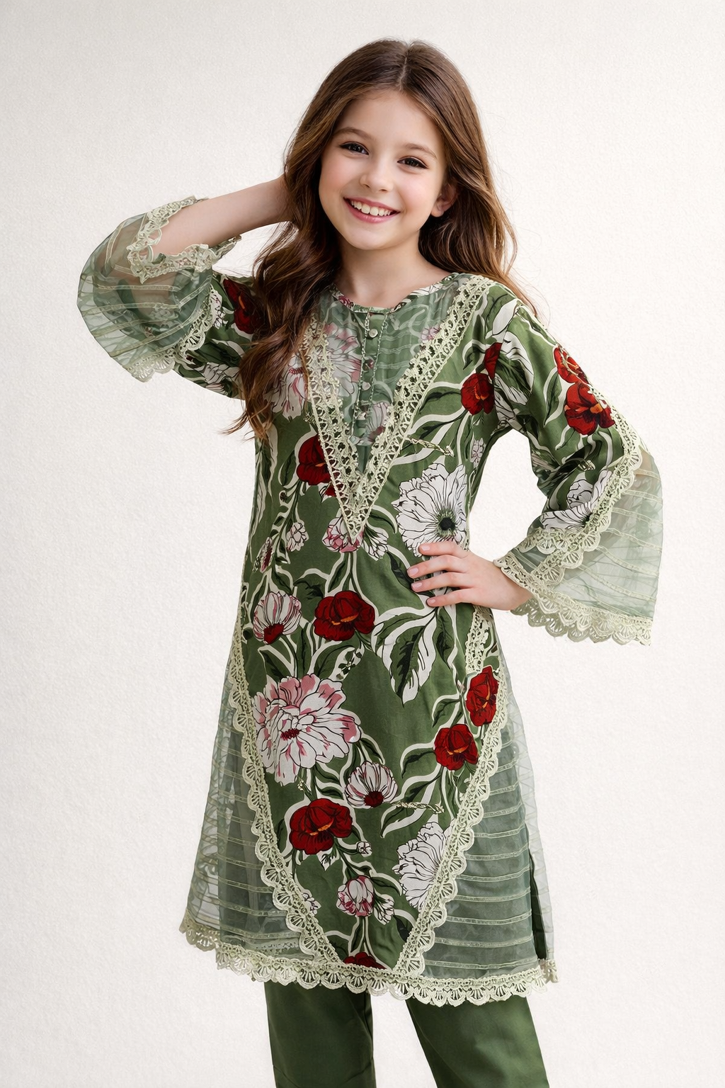 Cotton Printed Kurti set 1473 Green