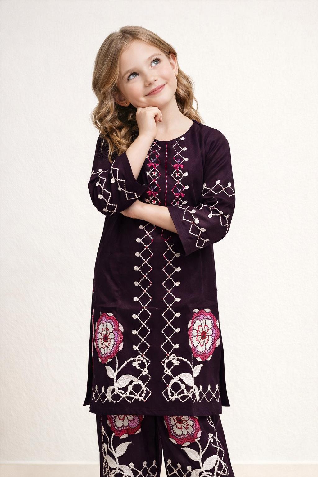 Cotton Printed Kurti set 1474 Wine