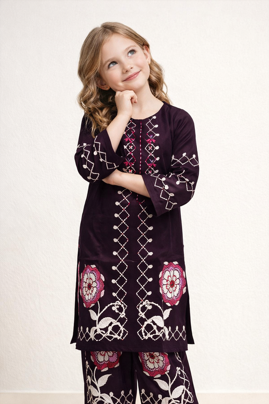 Cotton Printed Kurti set 1474 Wine