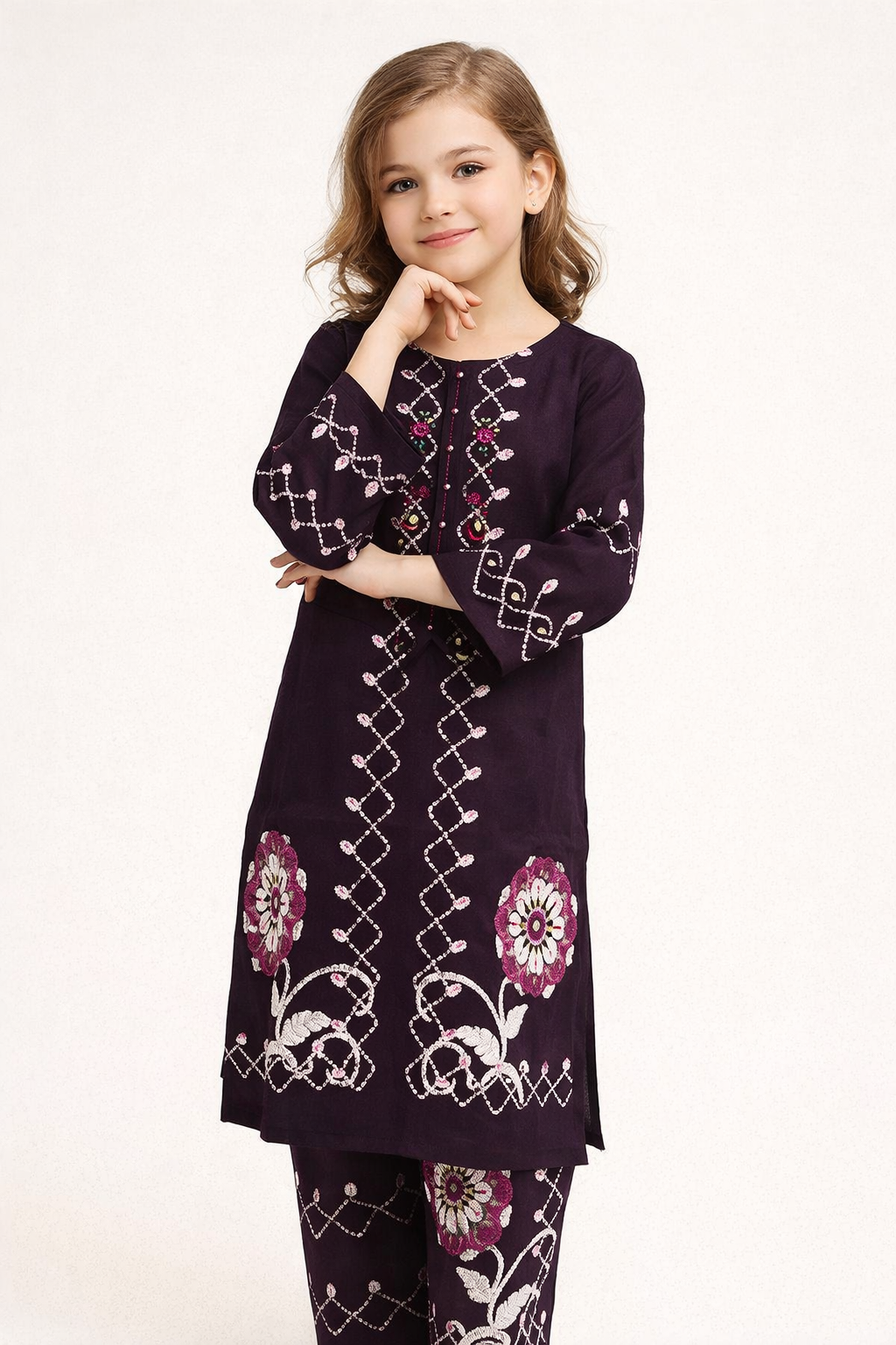 Cotton Printed Kurti set 1474 Wine