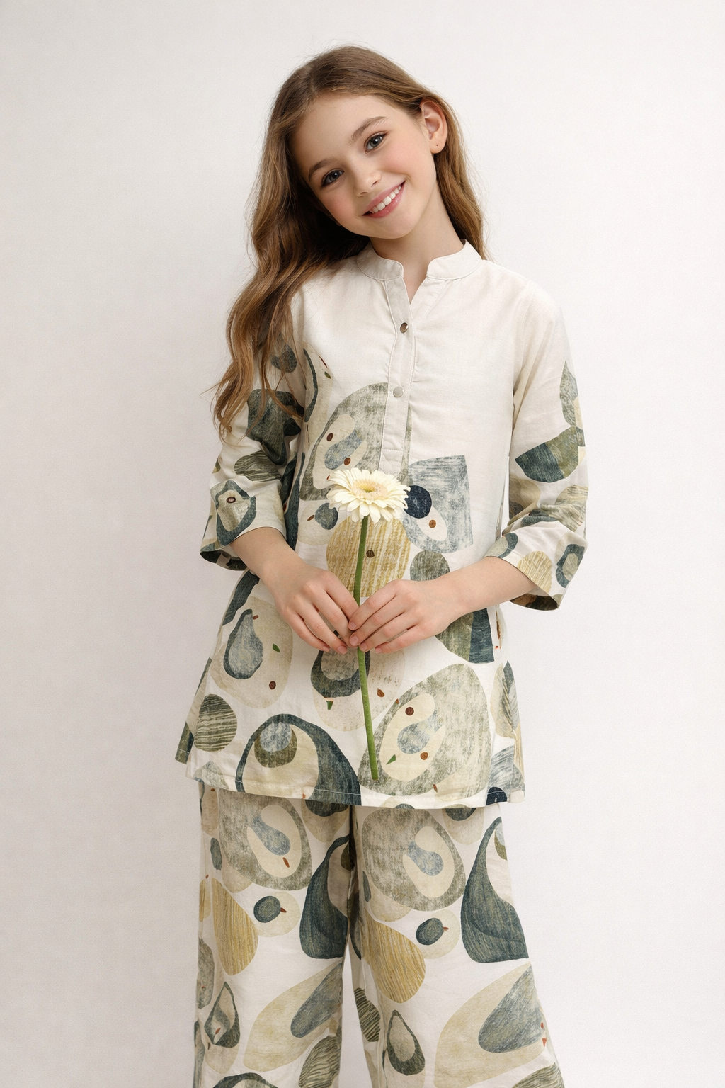 Cotton Printed Cord set 1914 Cream