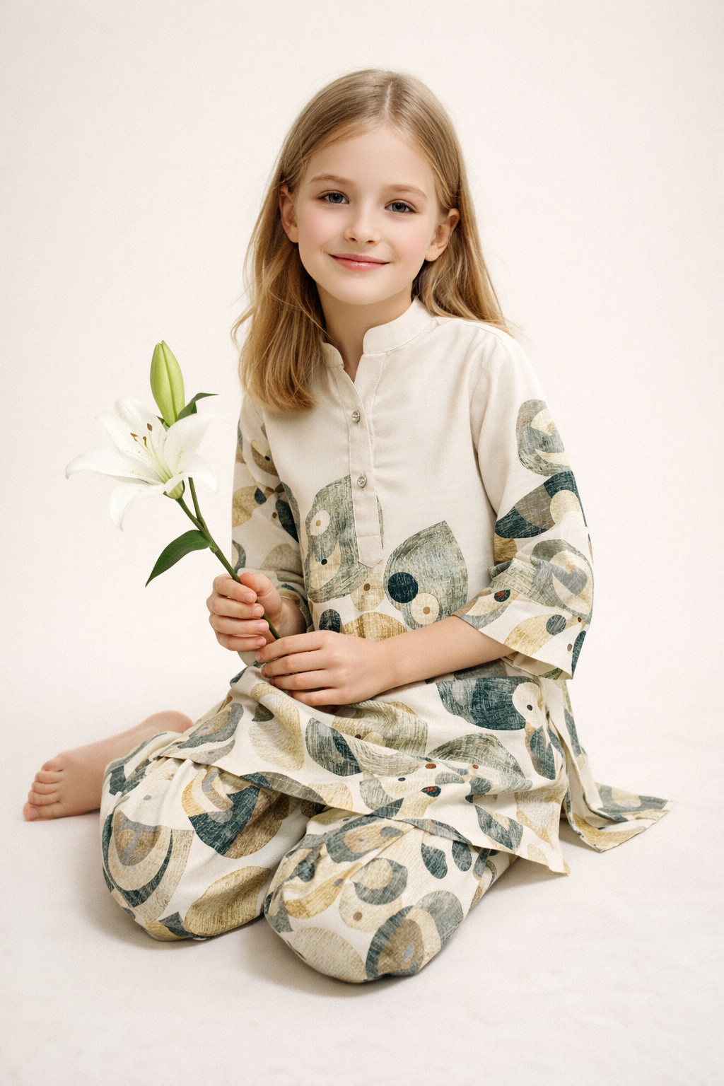 Cotton Printed Cord set 1914 Cream