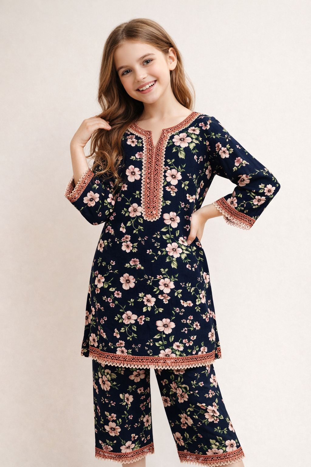 Cotton Printed Kurti set 1479 Black