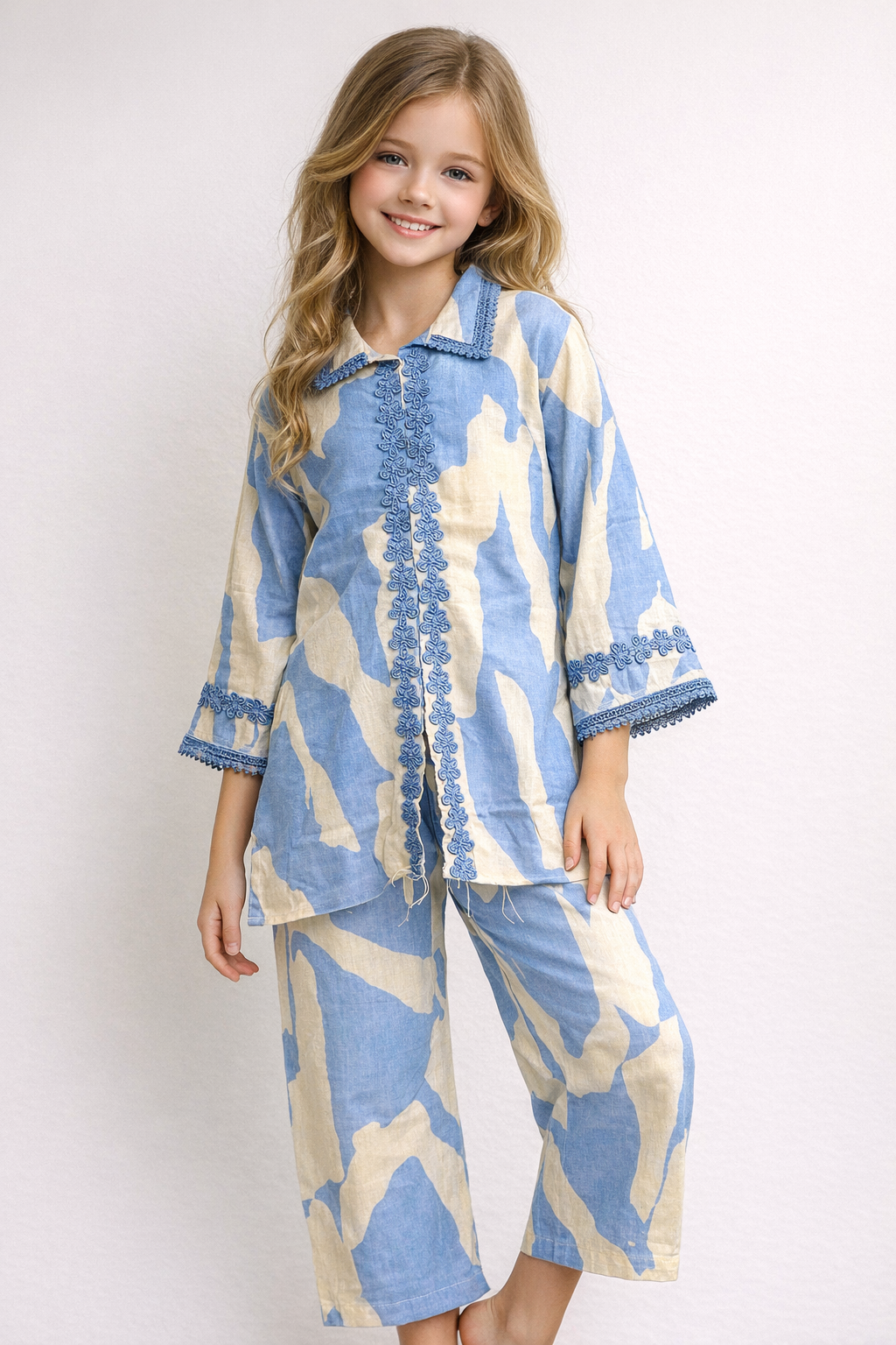 Cotton Printed Cord Set 1489 Sky Blue