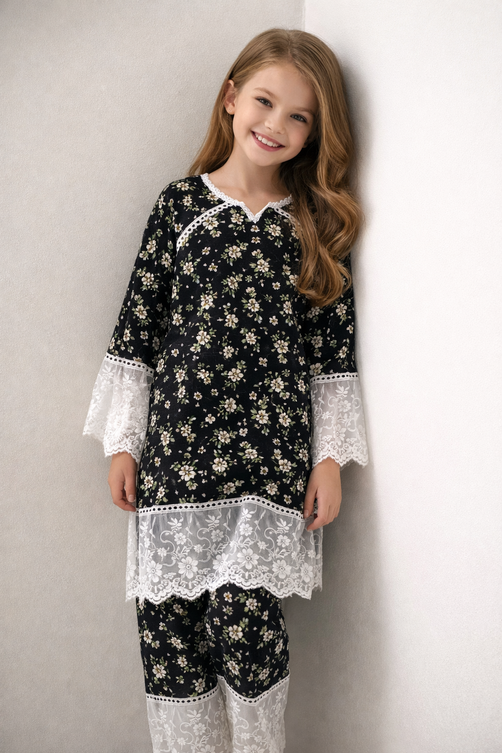 Cotton printed kurti Set 1490 Black