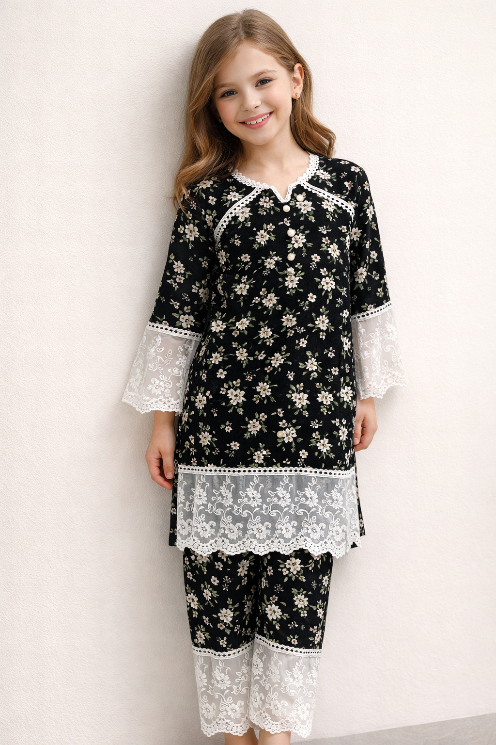 Cotton printed kurti Set 1490 Black