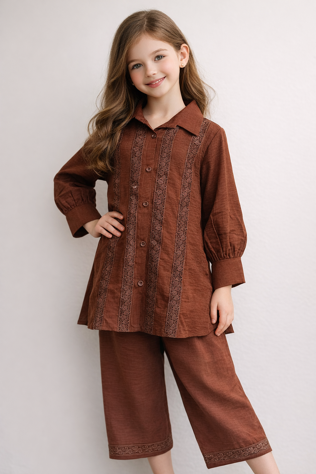 Cotton Embroidery Cord Set 1492 Brown