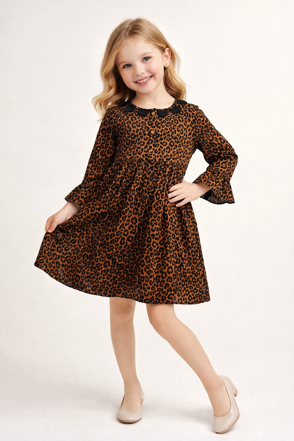 Cotton Animal Printed Frock 1133 Brown