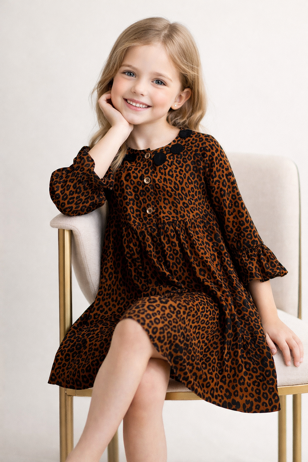 Cotton Animal Printed Frock 1133 Brown