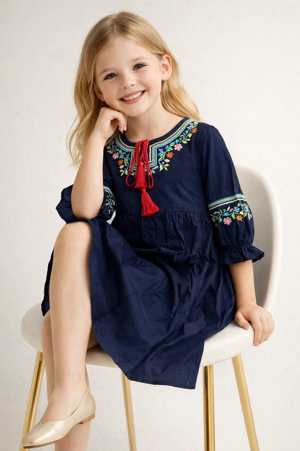 Cotton Embroidery Frock 1143 Blue