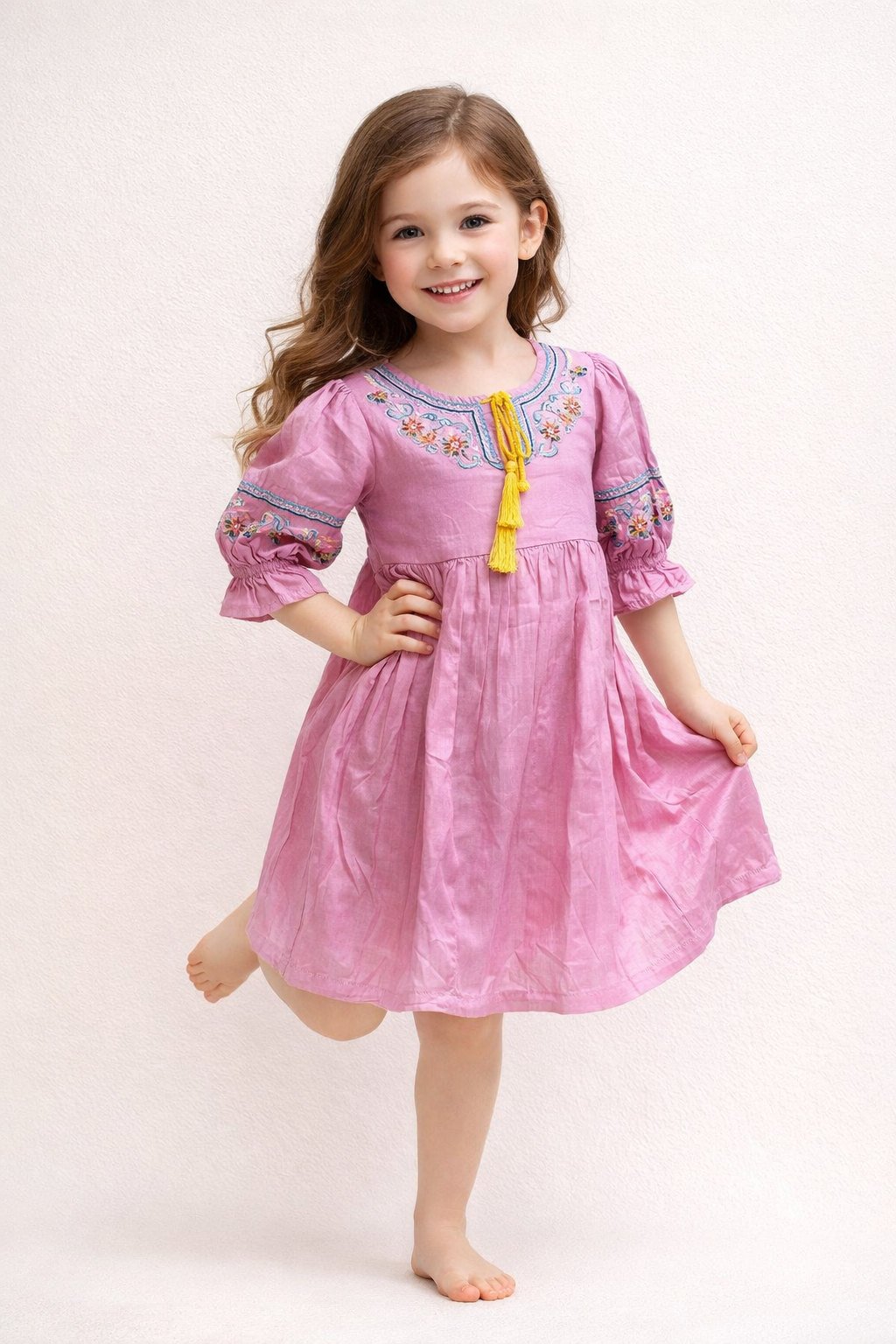 Cotton Embroidery Frock 1142 Purple