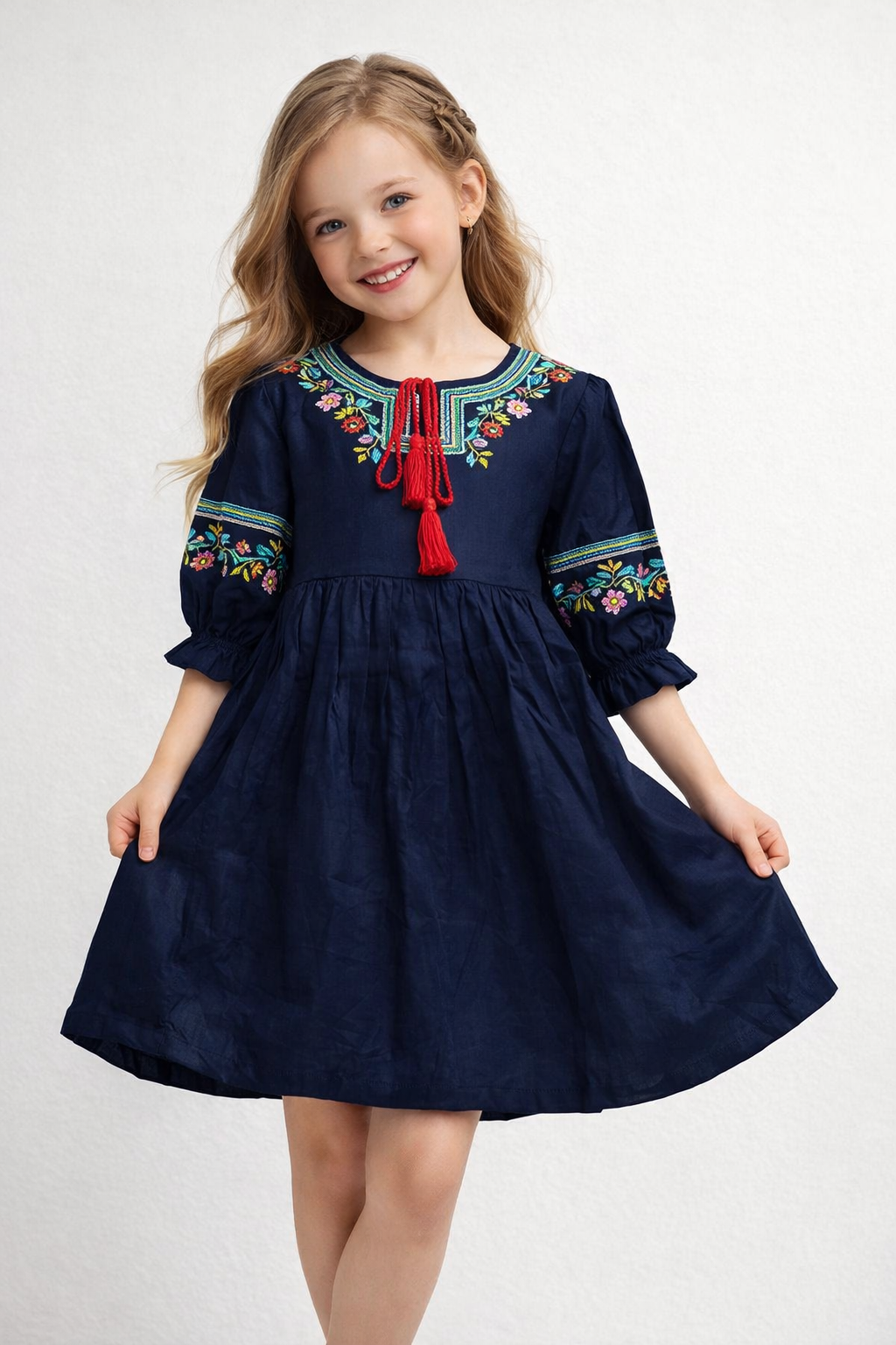 Cotton Embroidery Frock 1143 Blue