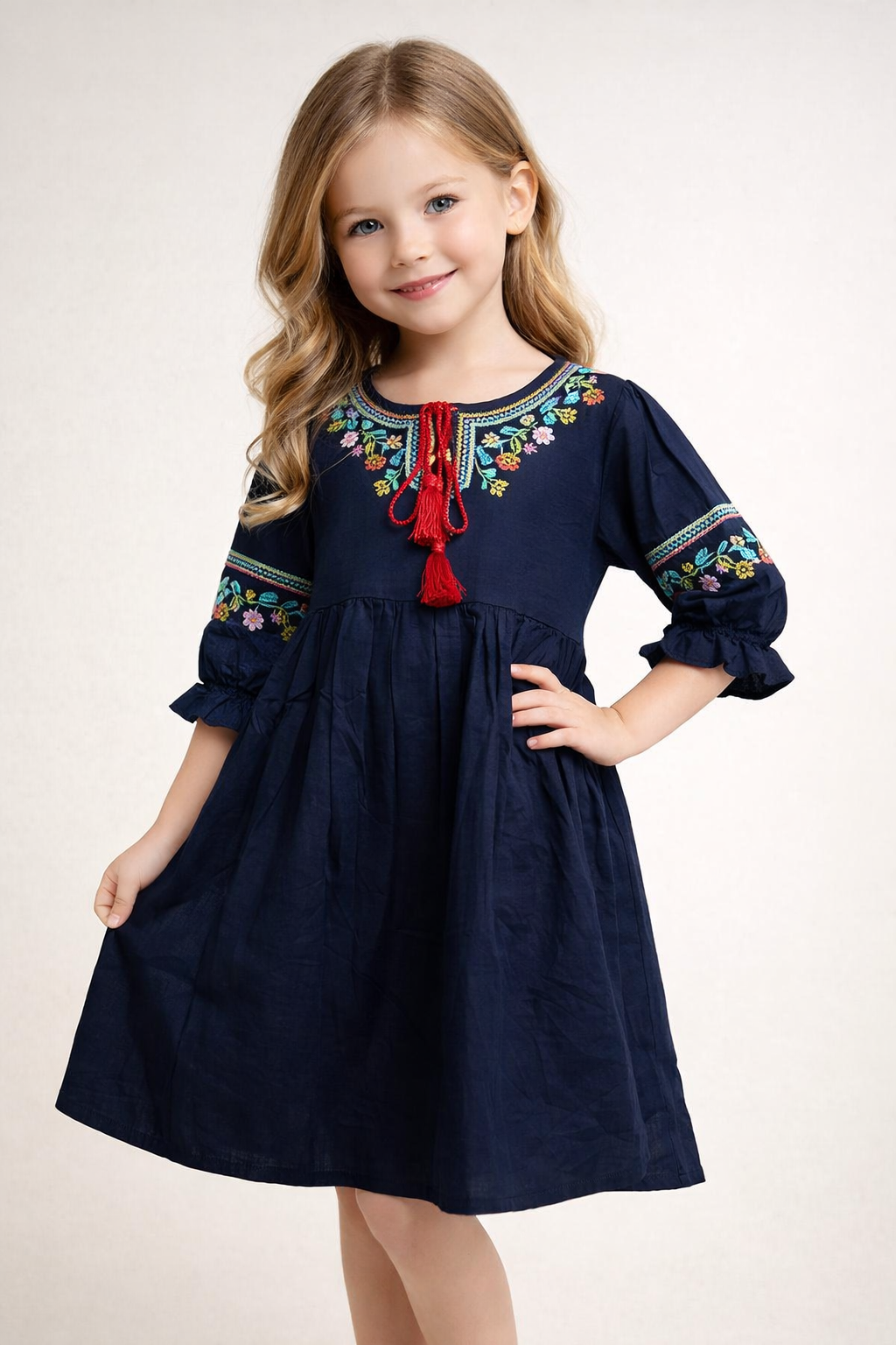 Cotton Embroidery Frock 1143 Blue