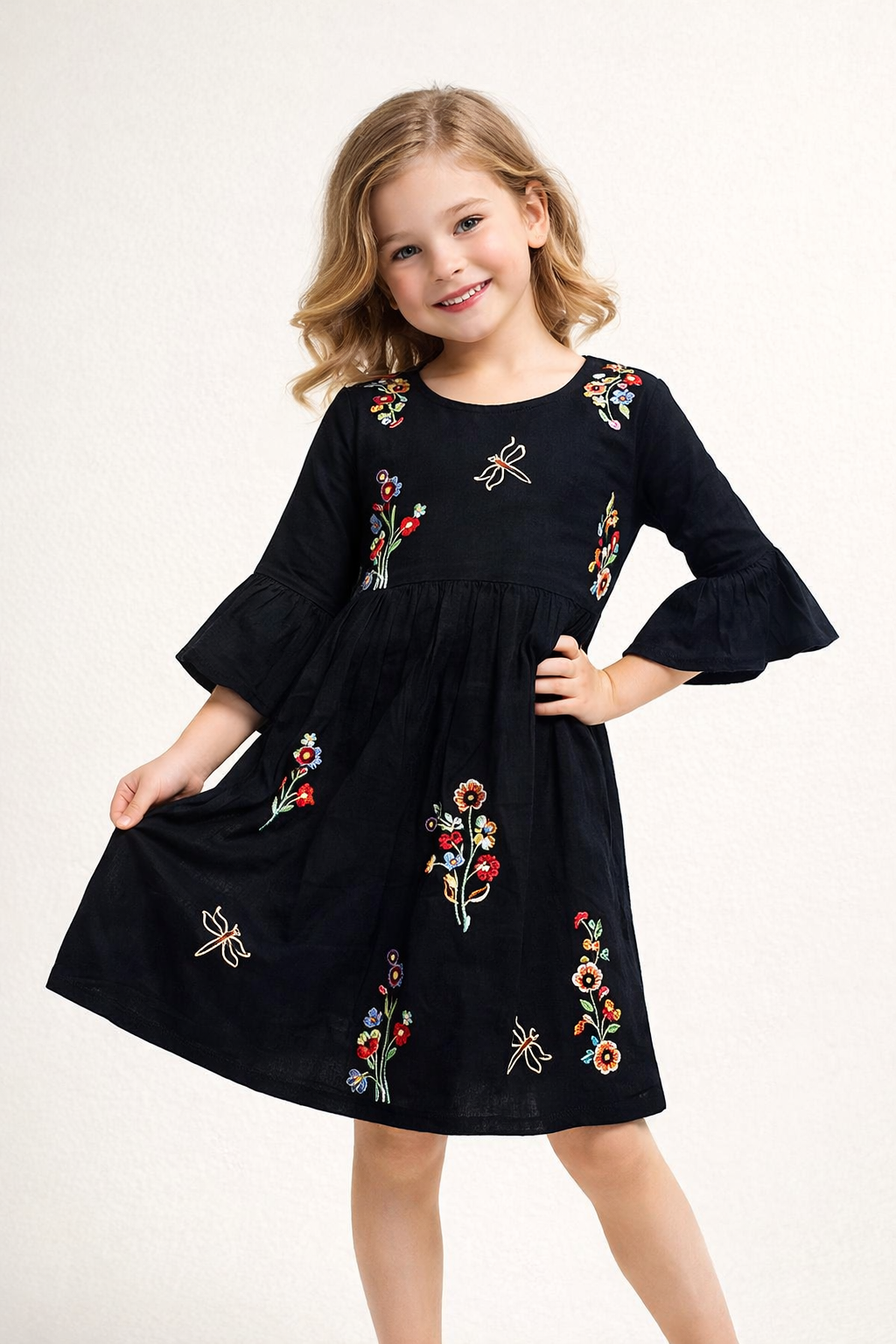 Cotton Embroidery Frock 1144 Black