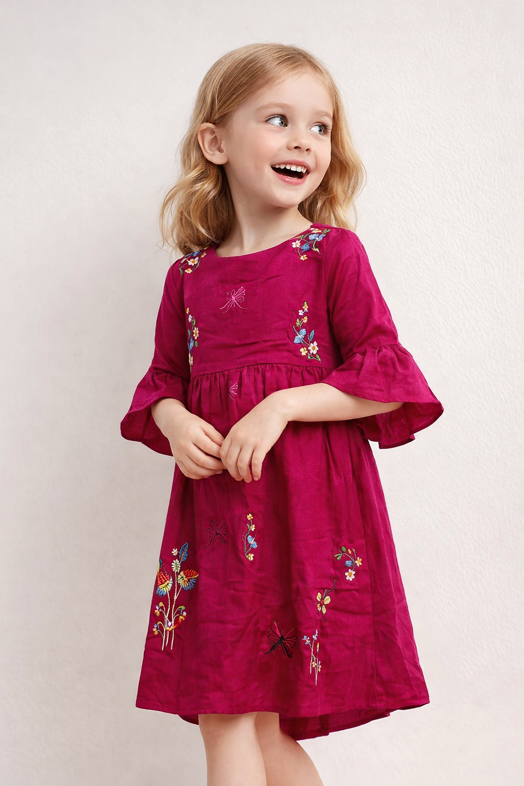 Cotton Embroidery Frock 1145 Pink