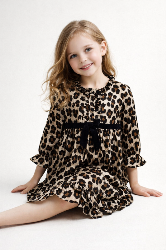 Cotton Animal Printed Frock 1146 Brown