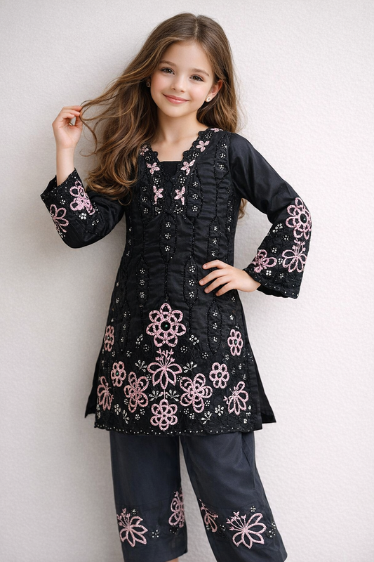 Satin Embroidery Farshi set 4849 Black