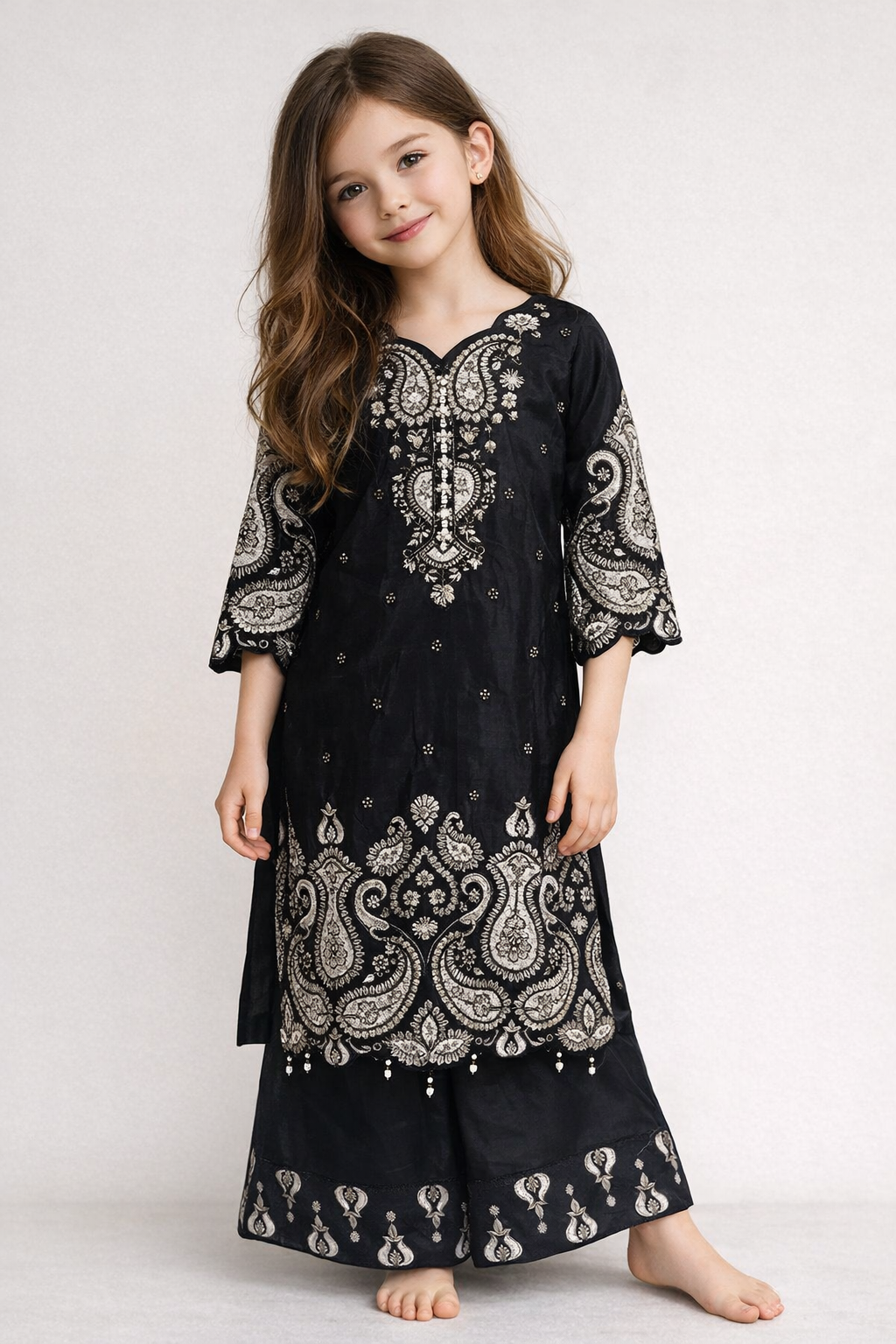 Georgette Embroidery Plazo Set 4833 Black