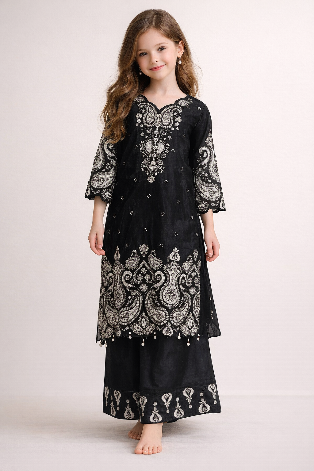 Georgette Embroidery Plazo Set 4833 Black