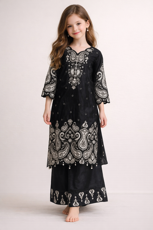 Georgette Embroidery Plazo Set 4833 Black