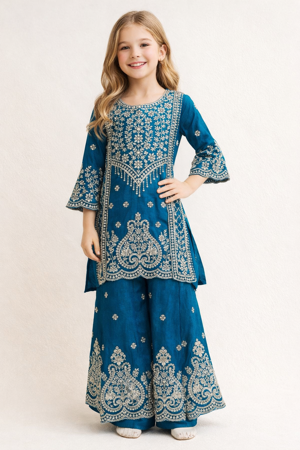 Georgette Hand Work Plazo Set 3242 Green