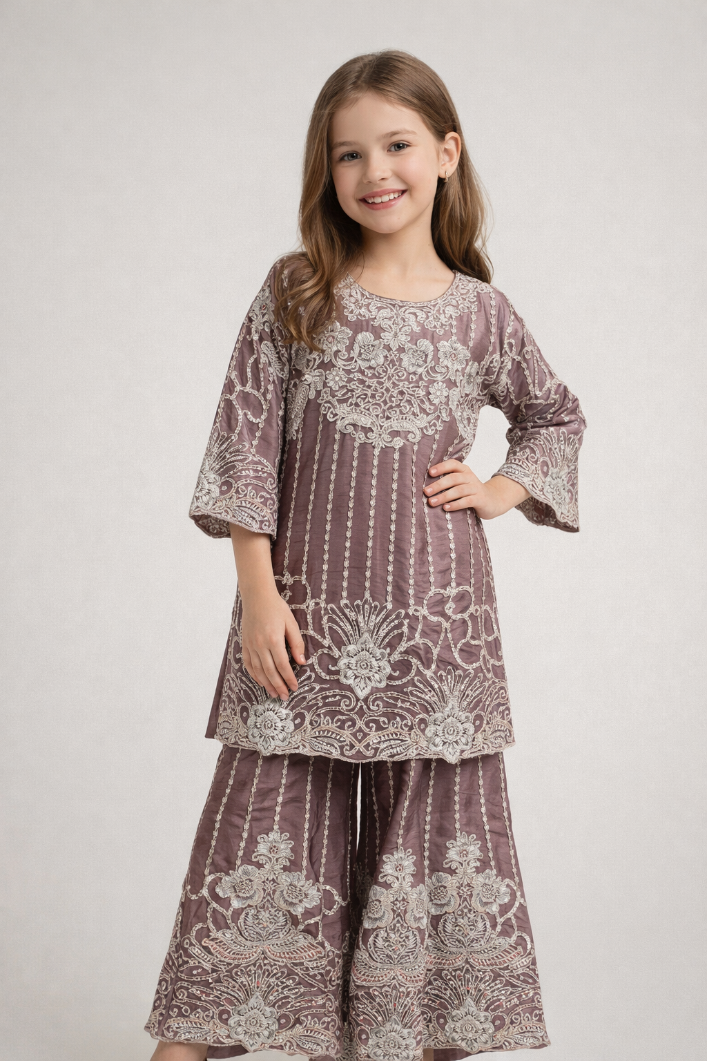 Georgette Hand Work Plazo Set 4846 Pink