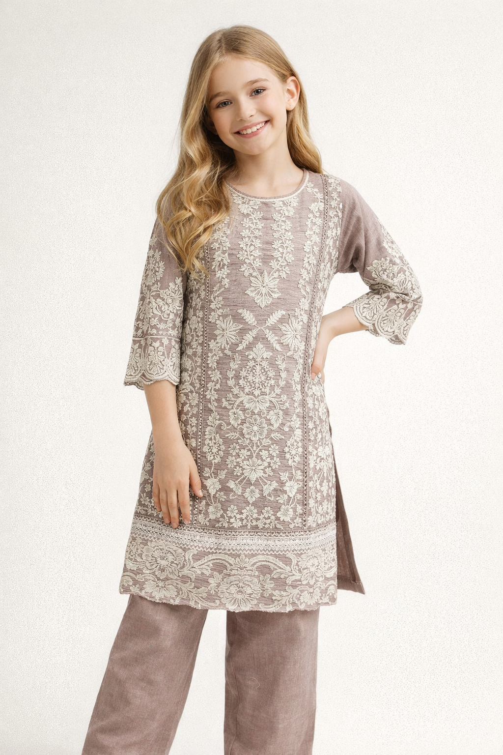 Georgette Embroidery Kurti Set 4870 Fone
