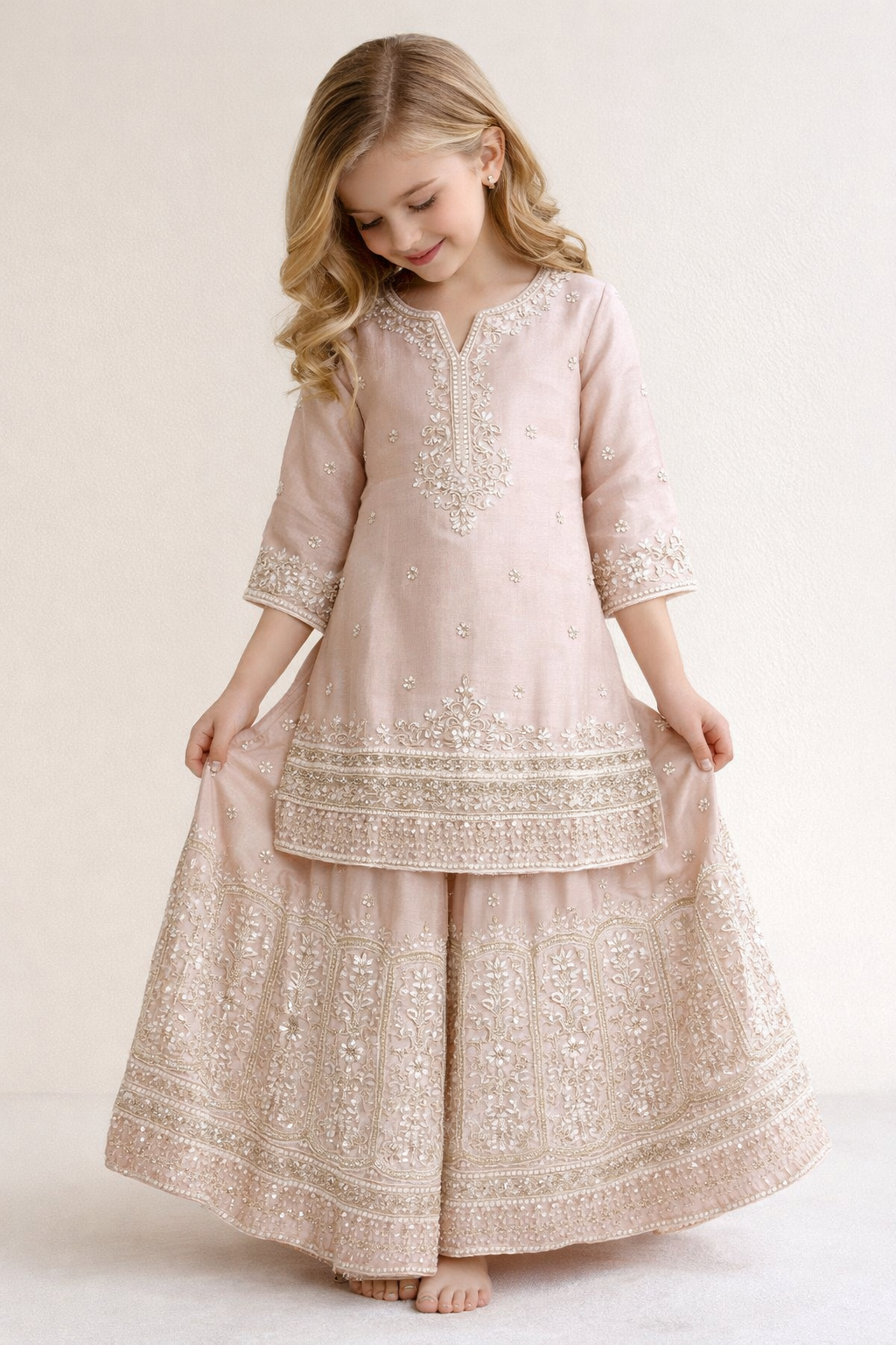 Georgette Hand Work Plazo Set 4789 Pink