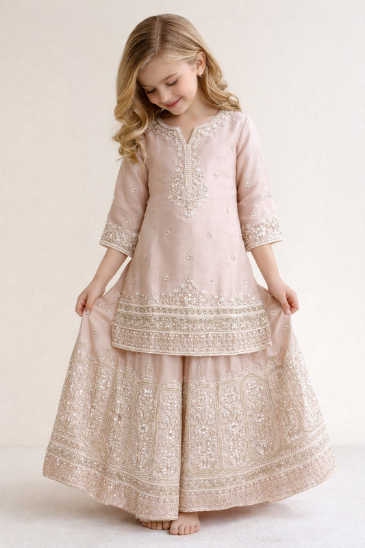 Georgette Hand Work Plazo Set 4789 Pink