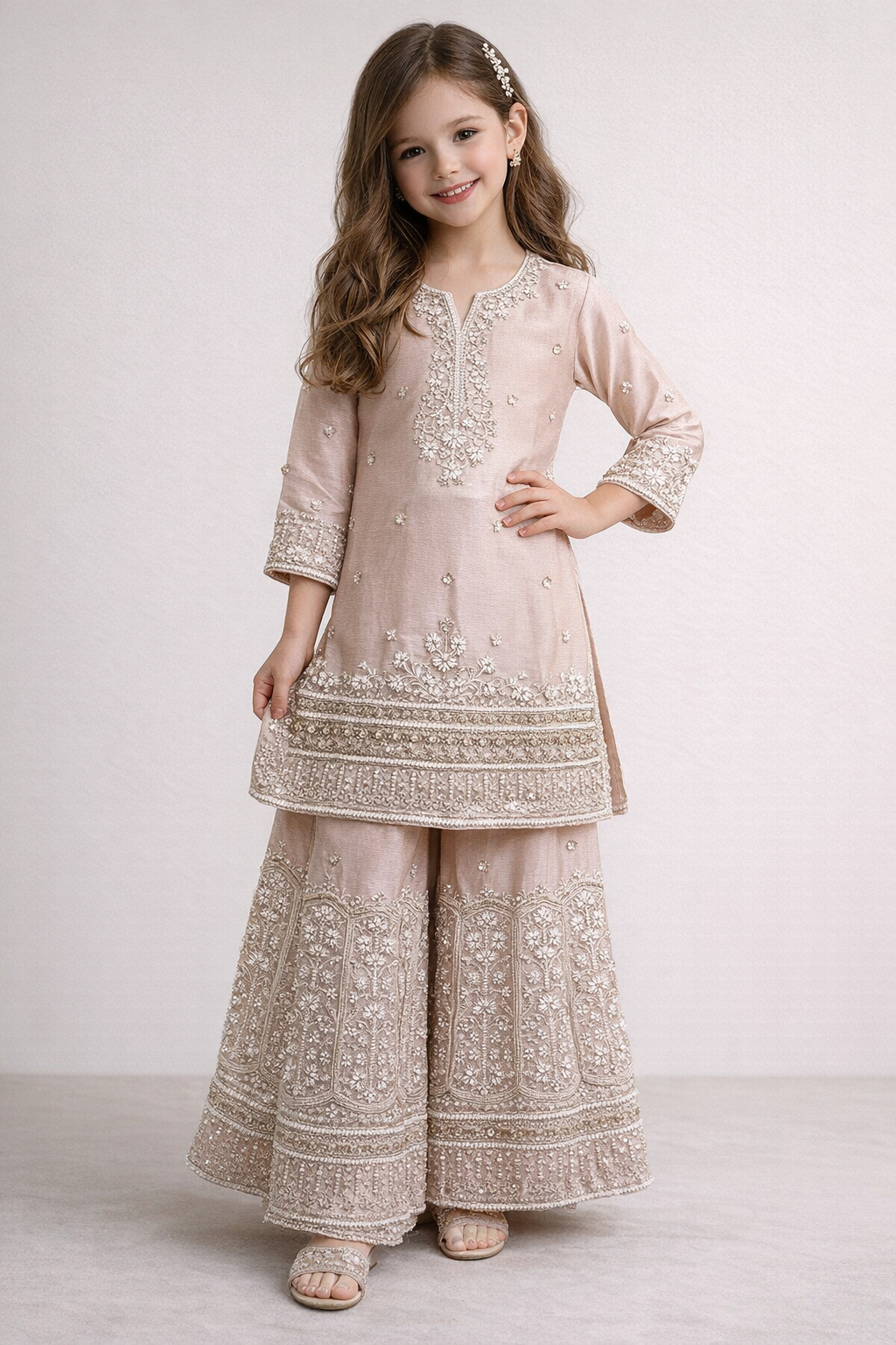 Georgette Hand Work Plazo Set 4789 Pink
