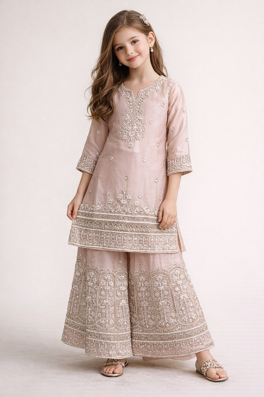 Georgette Hand Work Plazo Set 4789 Pink